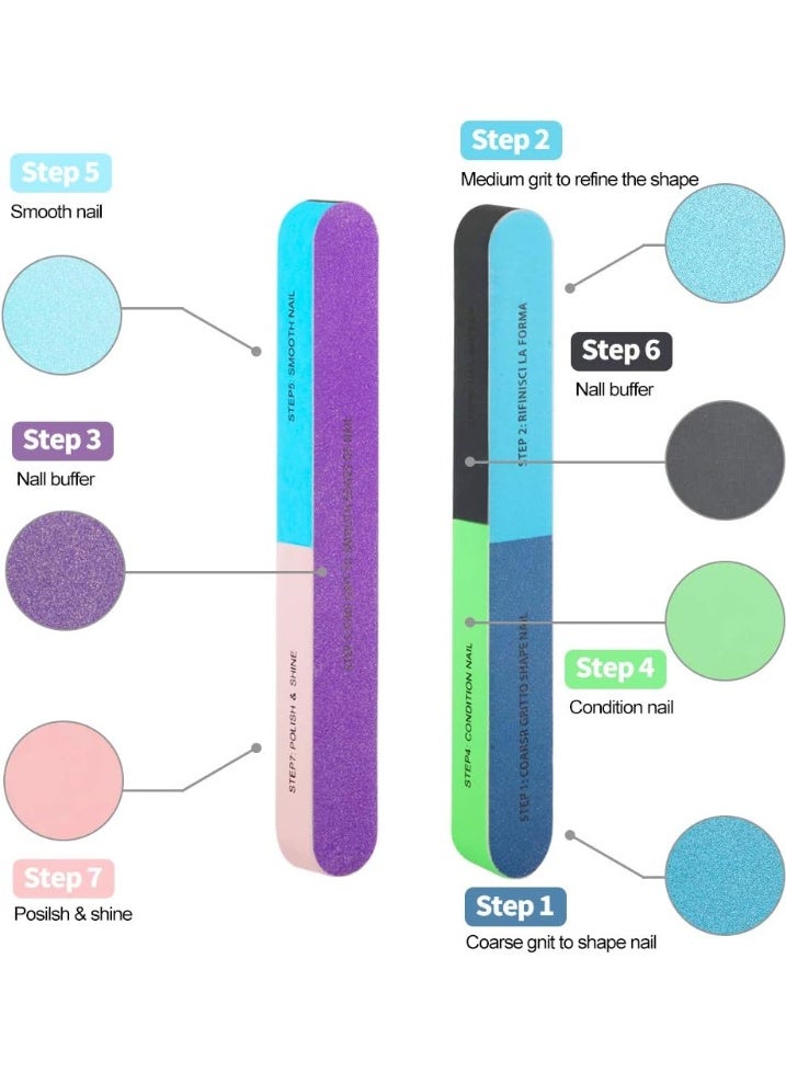 مكعب تلميع الأظافر 7 خطوات - كتلة تلميع احترافية ذات 7 أسطح لتشكيل وتنعيم الأظافر ومنحها لمعاناً عالياً - Image 2